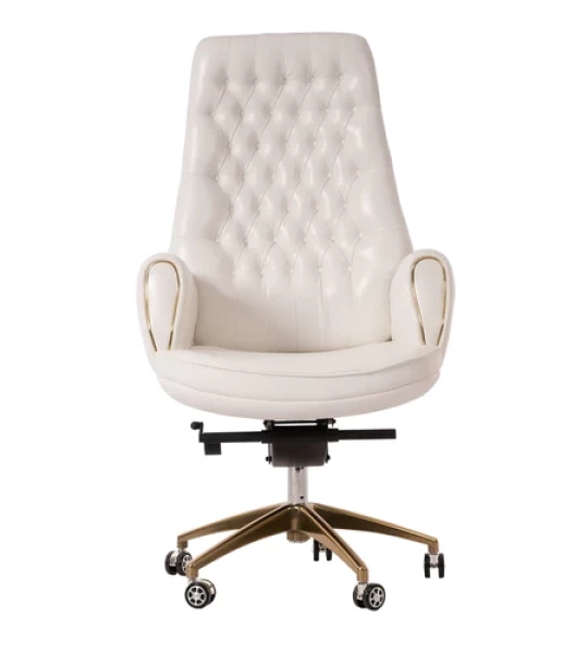Dynasty White Leather Executive Chair (DC-LEATHER HB EXECUTIVE CHAIR)